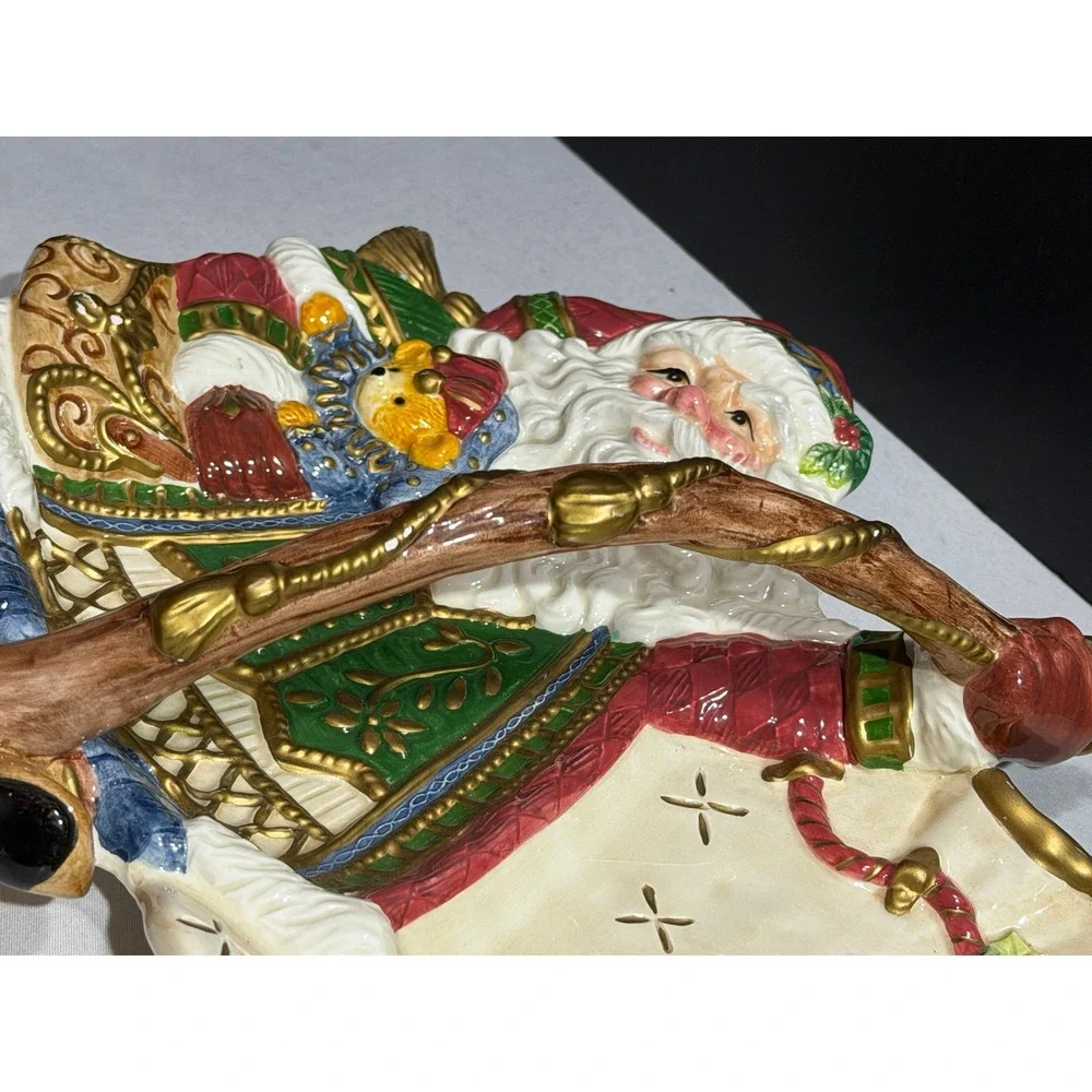 Fitz and Floyd Classics Santa Claus Ceramic Candy Dish Tray Handcrafted Holiday